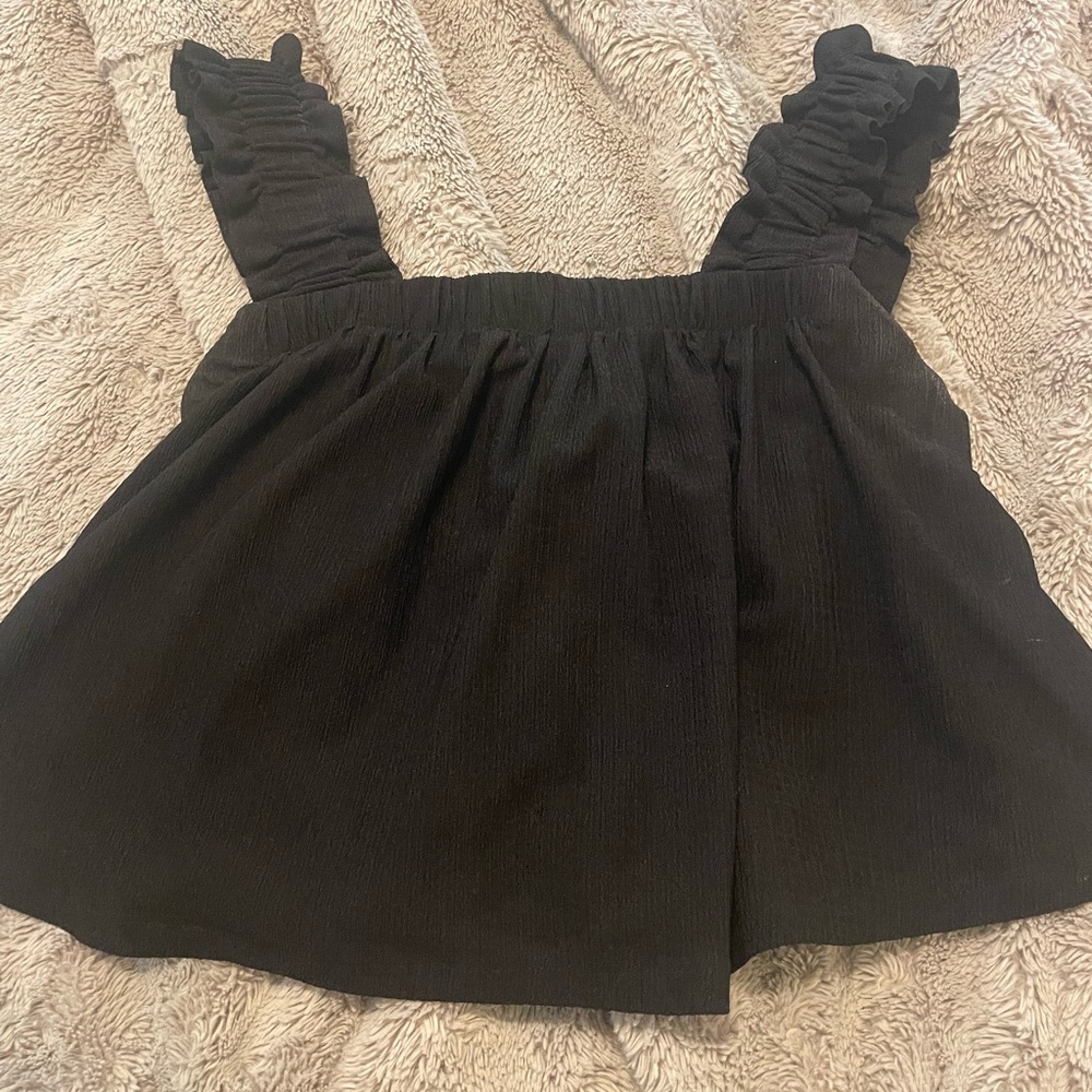 Vestique Black Ruffled Crop Top Blouse